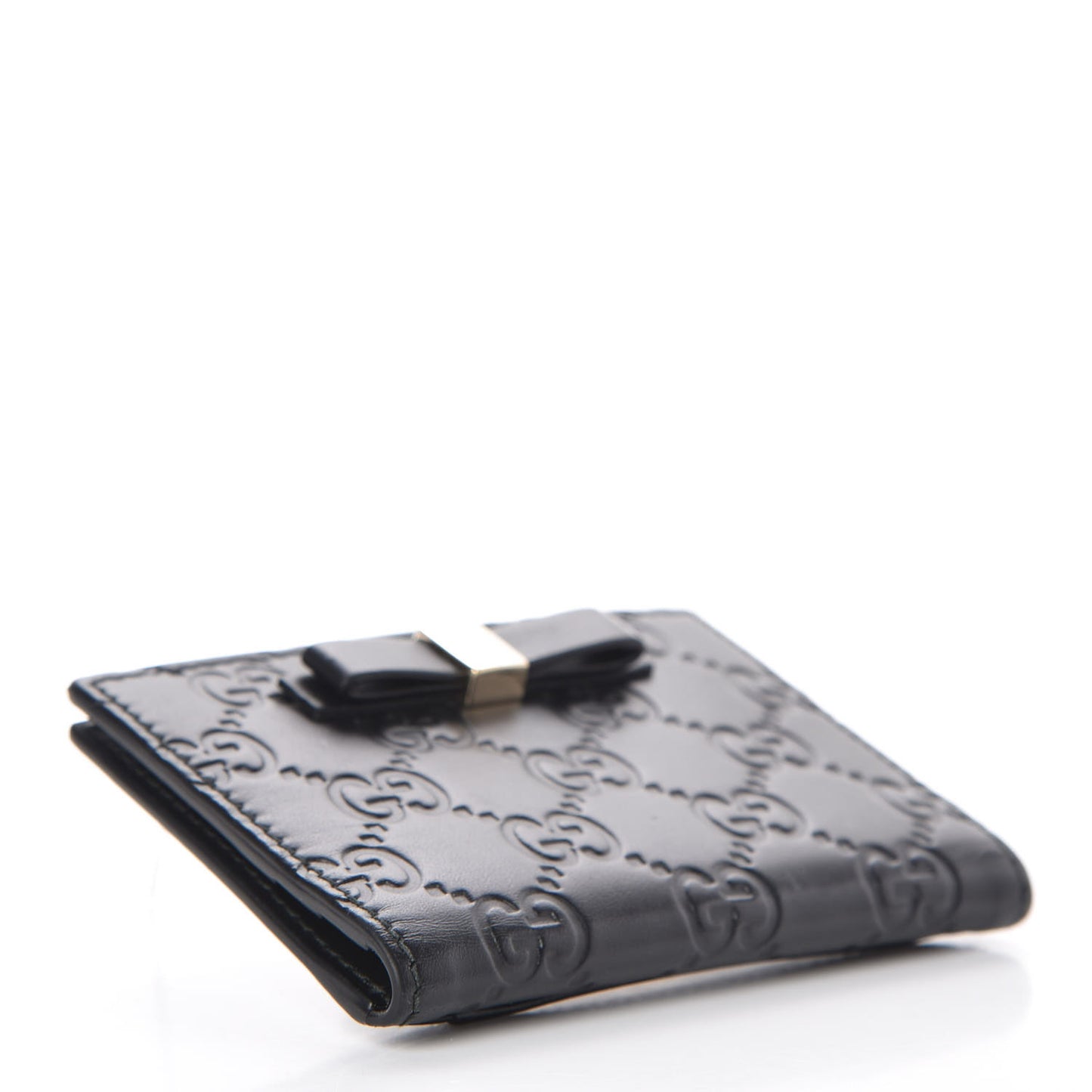 Guccissima Bow Train Pass Case Black