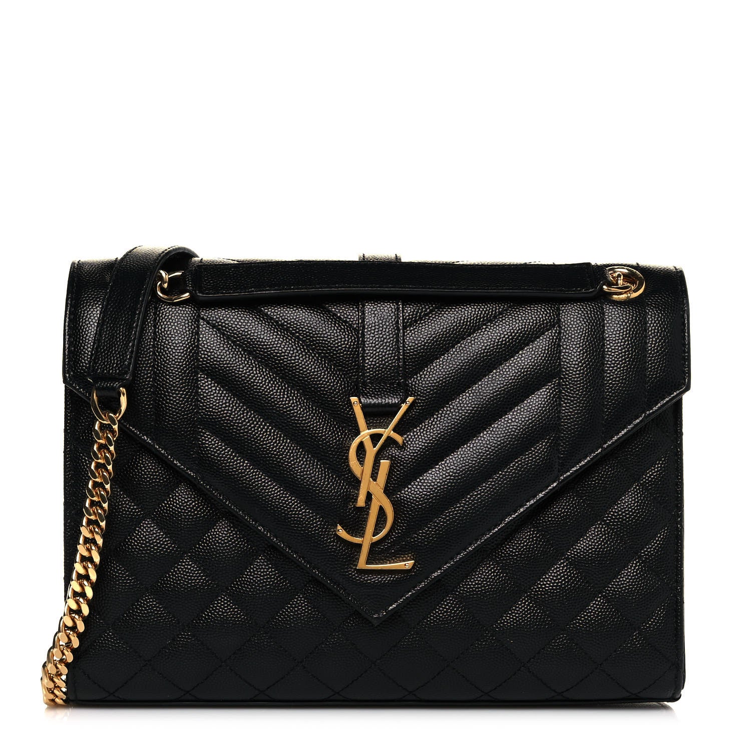 Saint Laurent Grain De Poudre Textured Mixed Matelasse Triquilt Medium Monogram Satchel Black 1 of 13