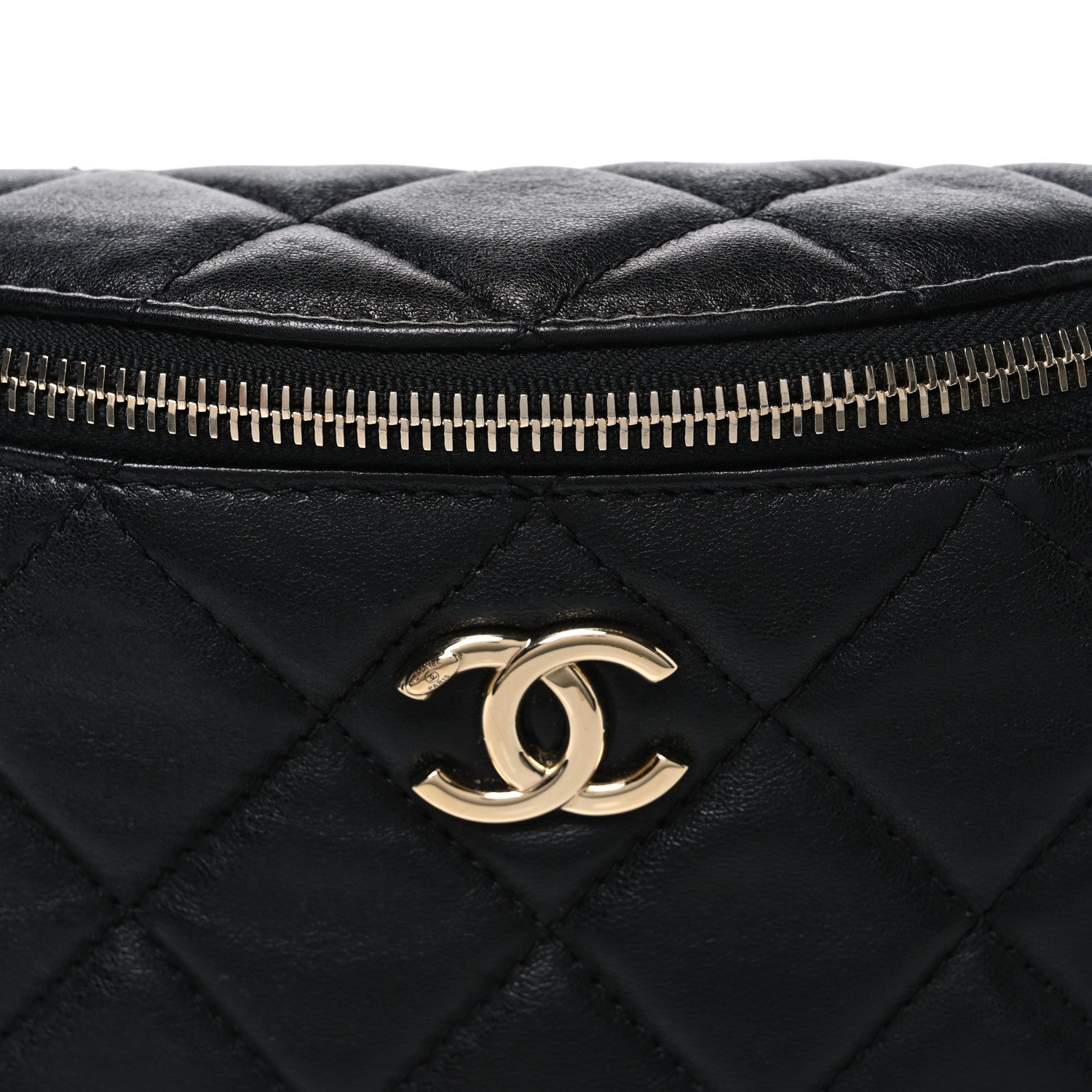 Chanel Lambskin Quilted Waist Bag Fanny Pack Black 8 of 12