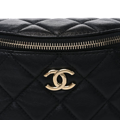 Chanel Lambskin Quilted Waist Bag Fanny Pack Black 8 of 12