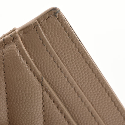 Saint Laurent Grain De Poudre Matelasse Chevron Monogram Credit Card Case Nude Powder 10 of 13