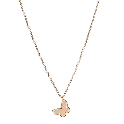 Van Cleef & Arpels 18K Yellow Gold Mother of Pearl Sweet Alhambra Butterfly Pendant Necklace 1 of 7