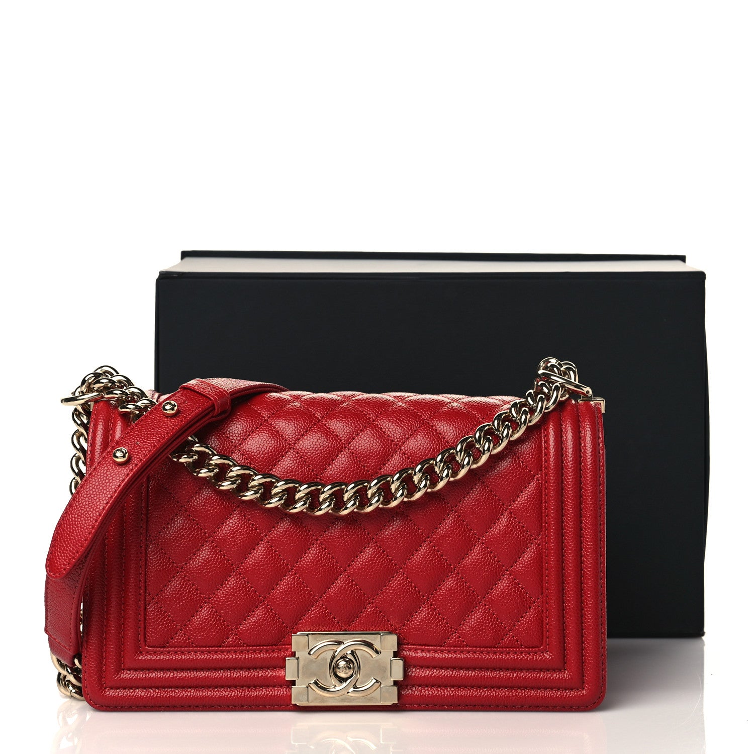 Chanel Caviar Quilted Medium Boy Flap Red 9 of 9