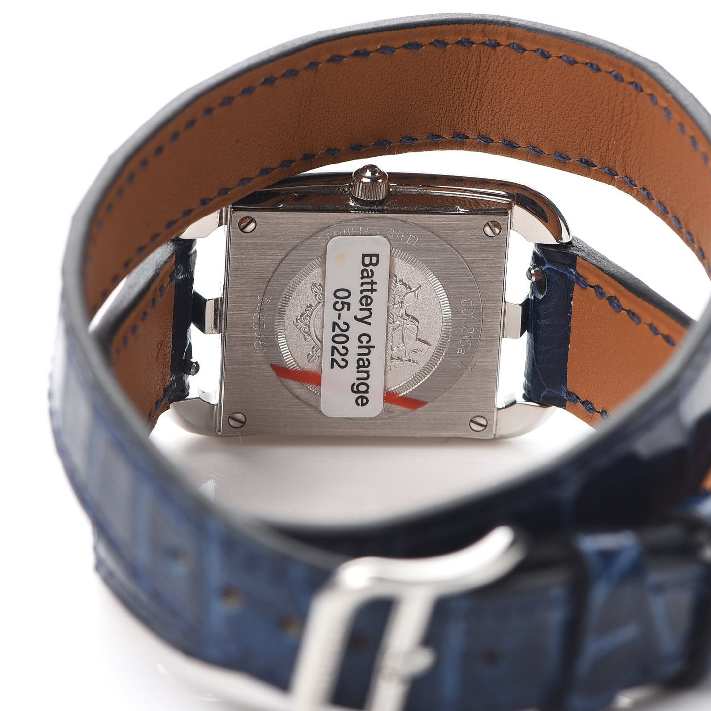 Stainless Steel Alligator Diamond Mother of Pearl 23mm Cape Cod Double Tour Quartz Watch Bleu Saphir