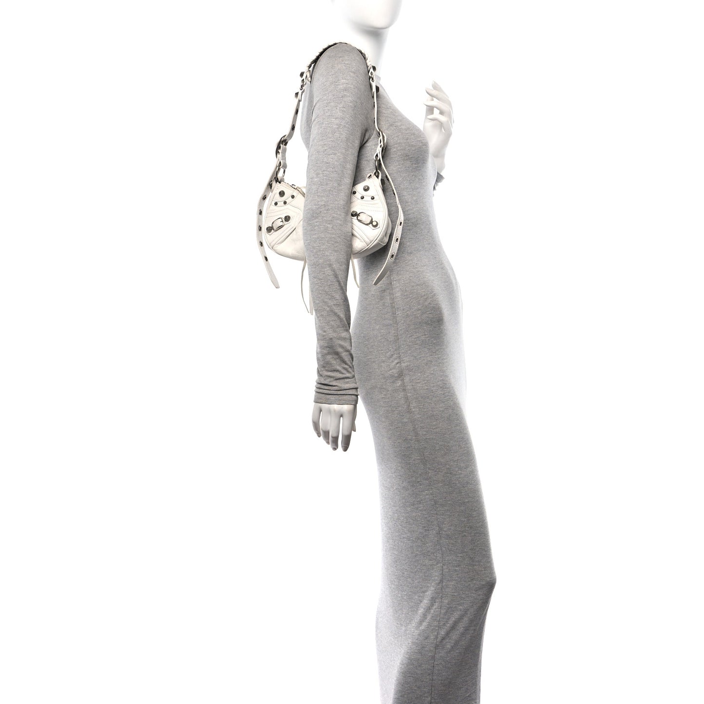 Agneau Arena Crystal Le Cagole Shoulder Bag XS Optic White