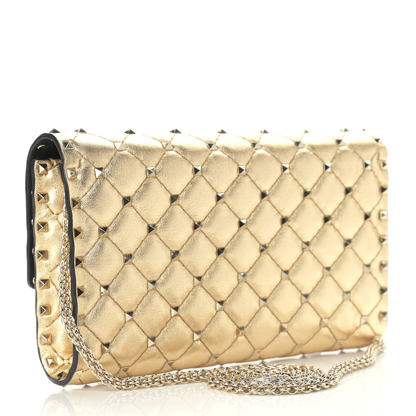 Metallic Nappa Rockstud Spike Wallet on Chain Mekong