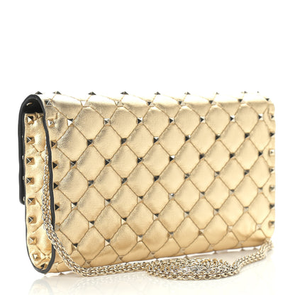 Valentino Garavani Metallic Nappa Rockstud Spike Wallet on Chain Mekong 2 of 9
