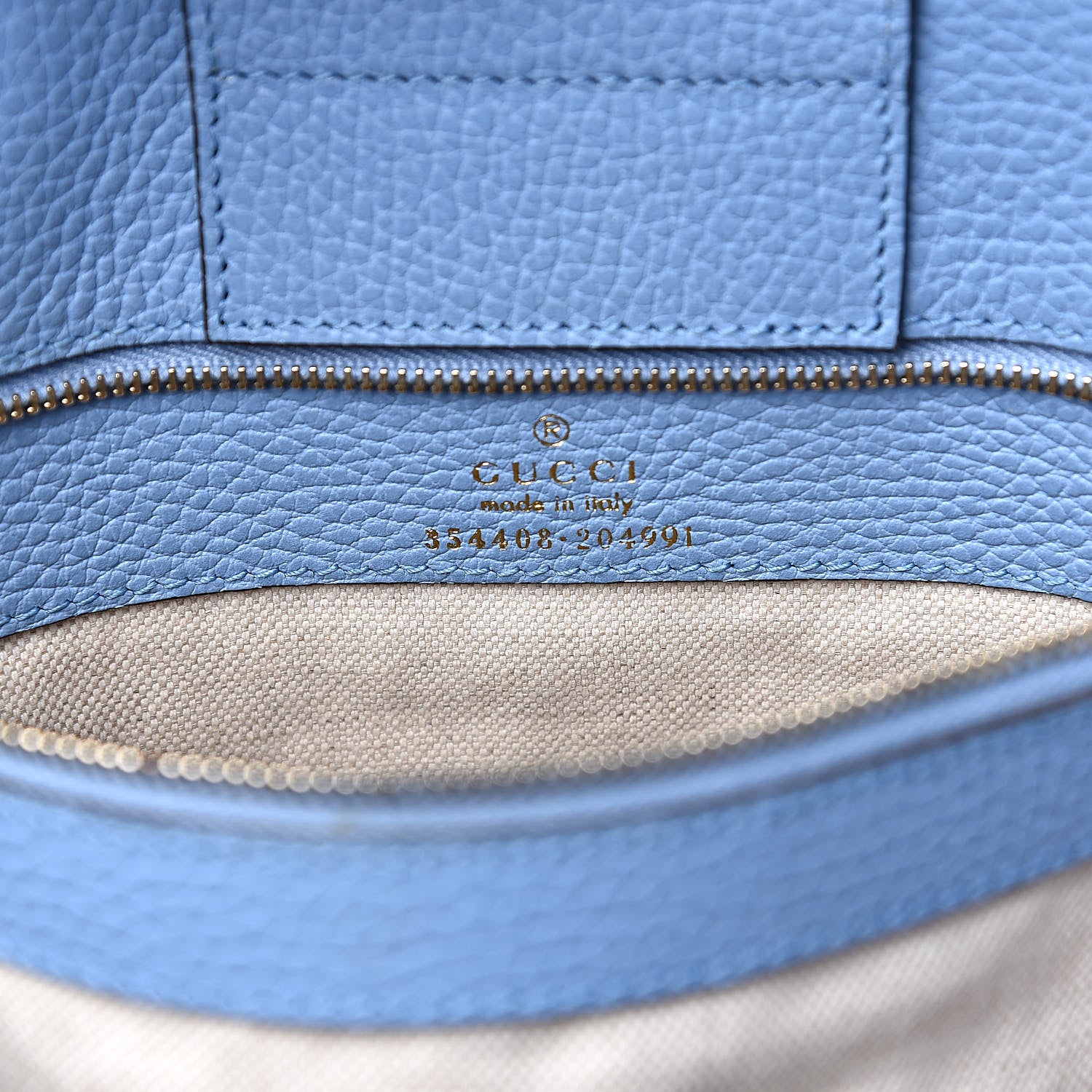 Gucci Dollar Calfskin Small Swing Tote Camelia Mineral Blue 6 of 14
