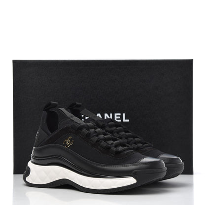 Chanel Velvet Calfskin Mixed Fibers CC Sneakers 35 Black 11 of 11