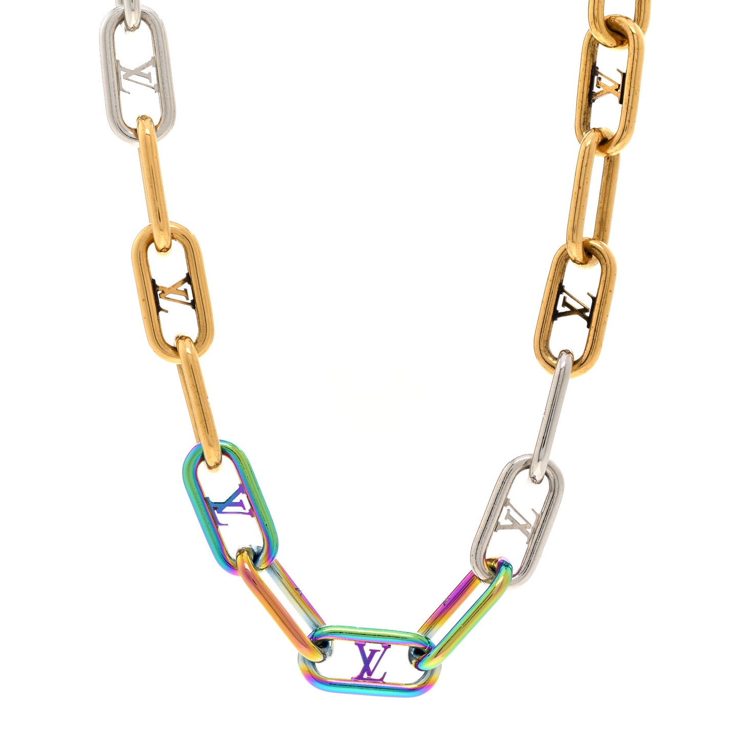 Metal My LV Chain Necklace Rainbow