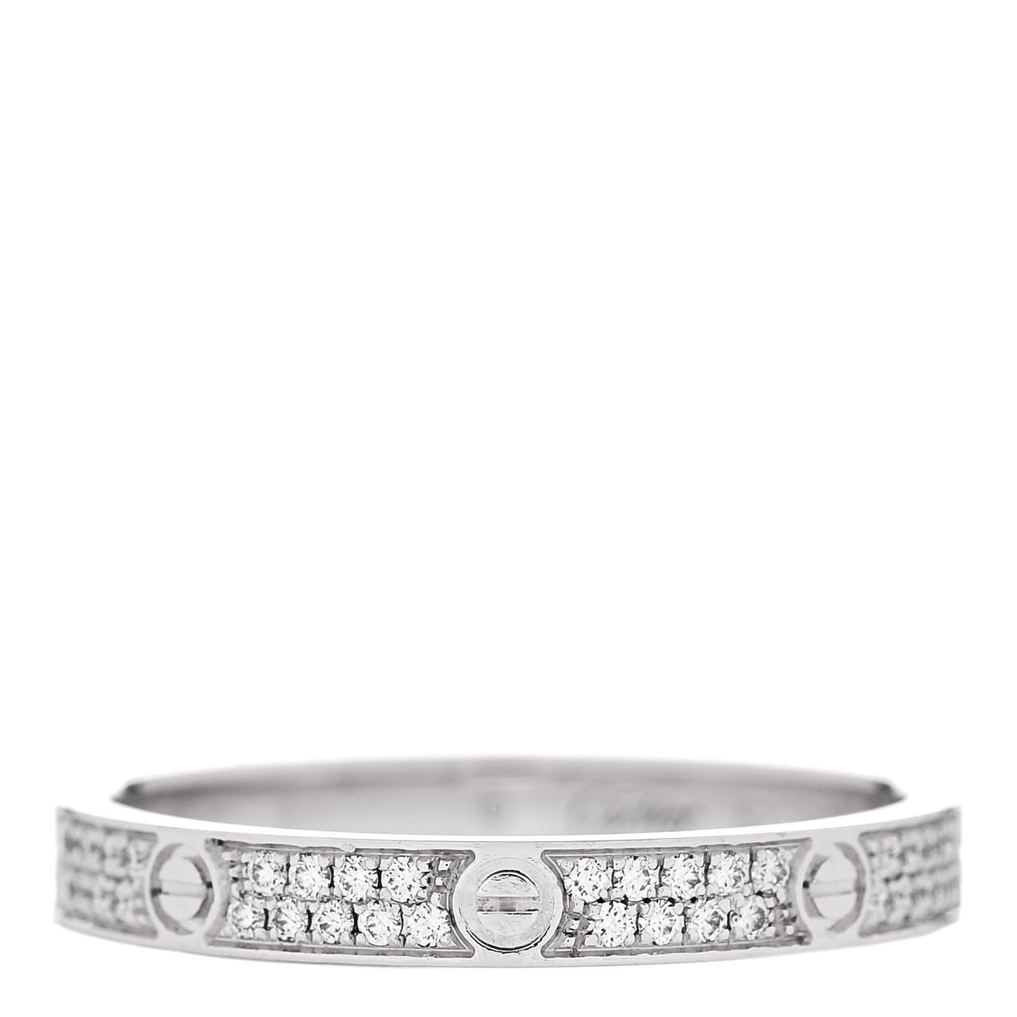 18K White Gold Diamond 2.6mm LOVE Paved Band Ring 52 6