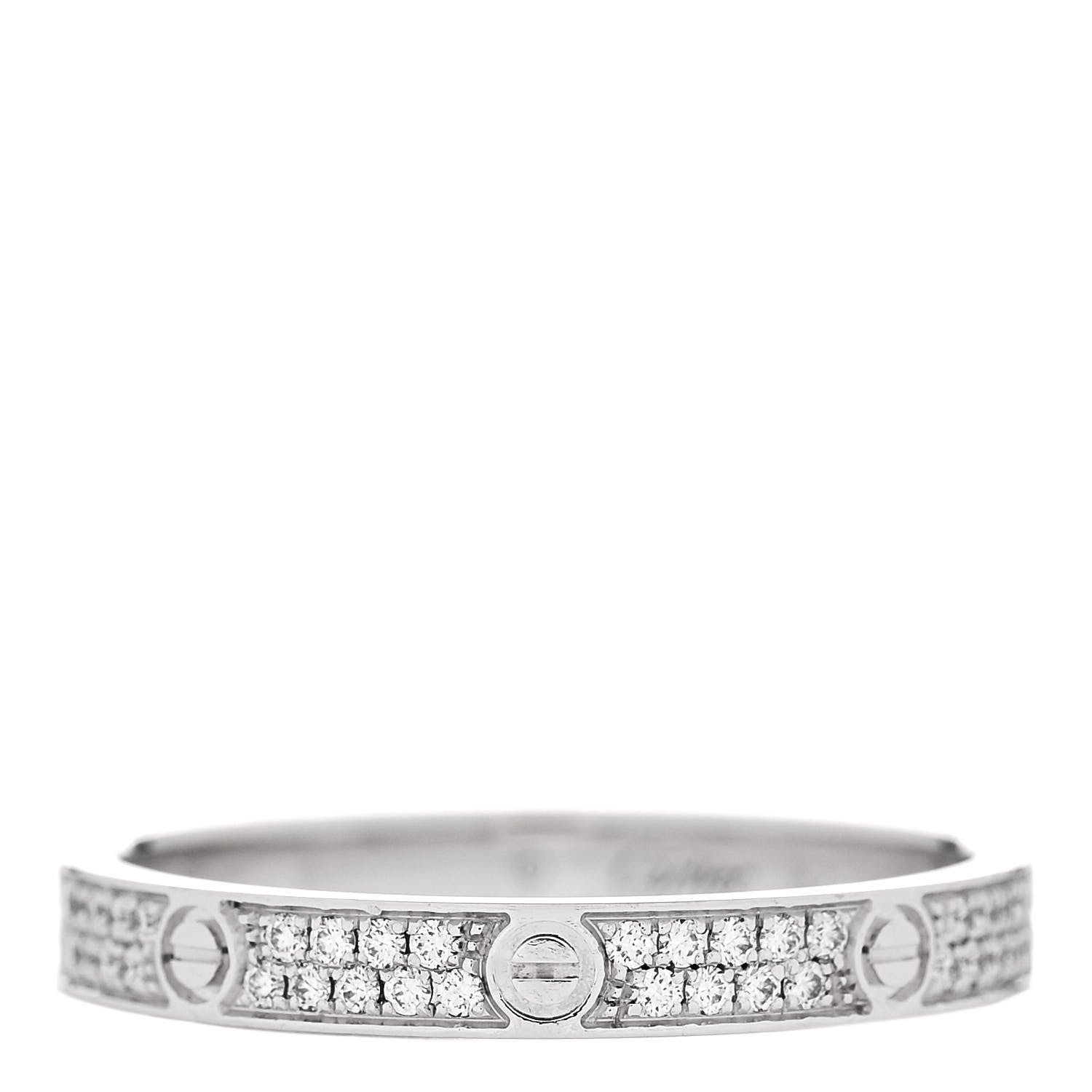 Cartier 18K White Gold Diamond 2.6mm LOVE Paved Band Ring 52 6 1 of 6