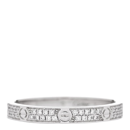 Cartier 18K White Gold Diamond 2.6mm LOVE Paved Band Ring 52 6 1 of 6