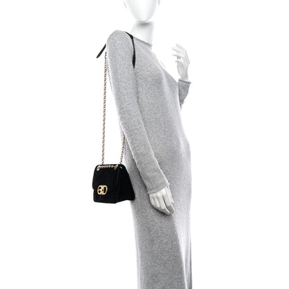 Salvatore Ferragamo Velvet Quilted Gancini Flap Bag Black 2 of 11