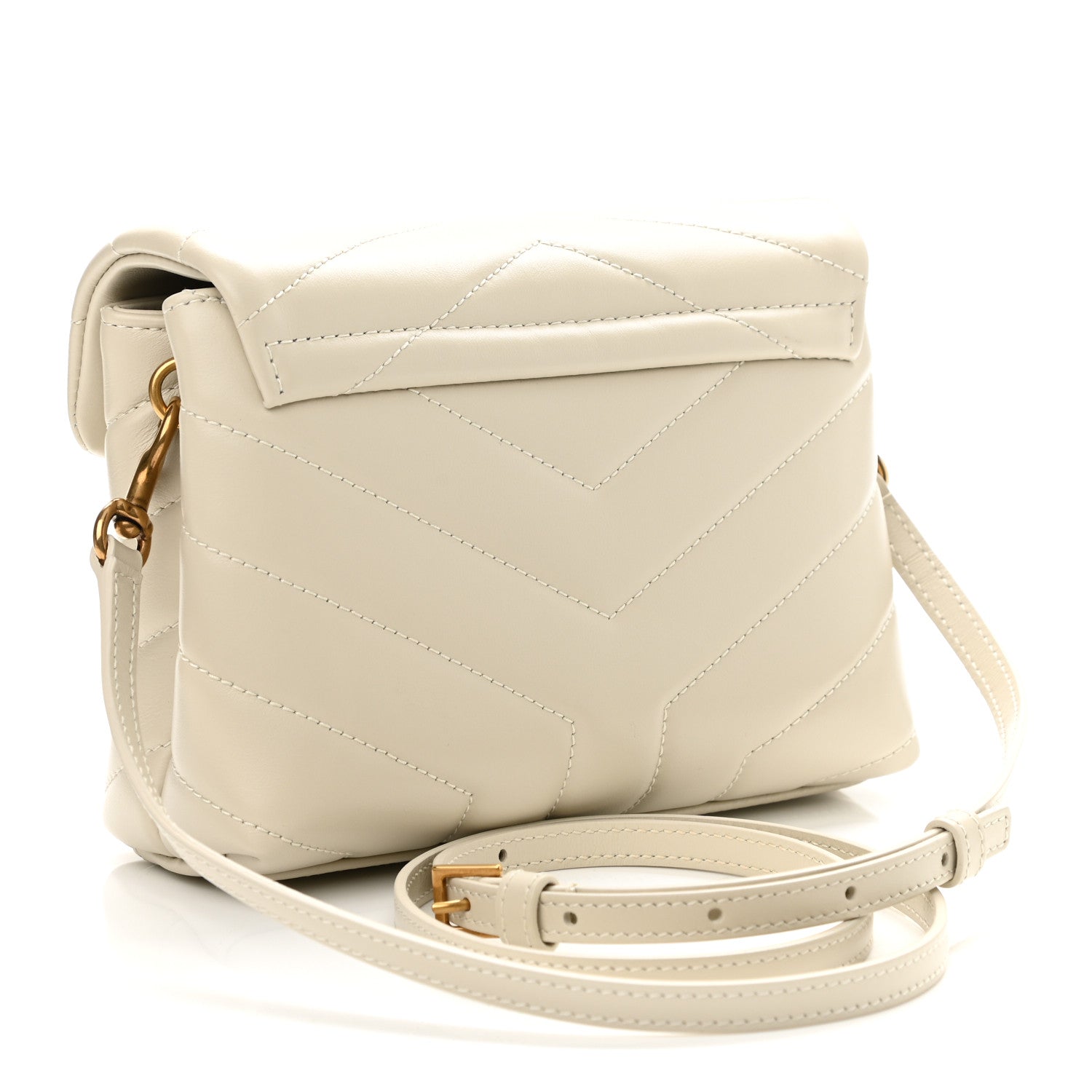 Saint Laurent Calfskin Y Quilted Monogram Toy Loulou Crossbody Bag Crema Soft 3 of 12