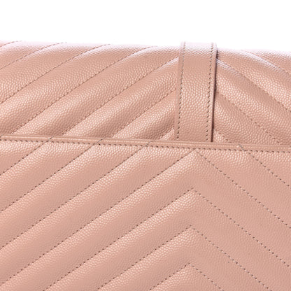 Saint Laurent Grain De Poudre Matelasse Chevron Large Monogram Satchel Pale Pink 13 of 16