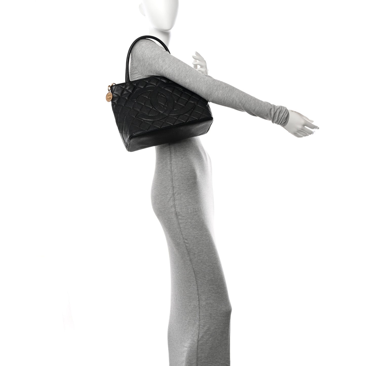 Caviar Quilted Medallion Tote Black