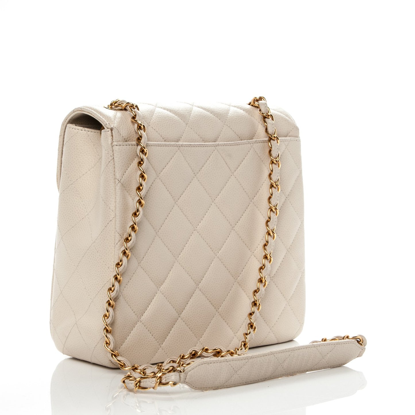 Caviar Quilted Small Single Flap White