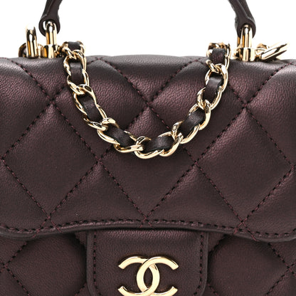 Chanel Iridescent Lambskin Quilted Top Handle Clutch With Chain Burgundy 9 of 12