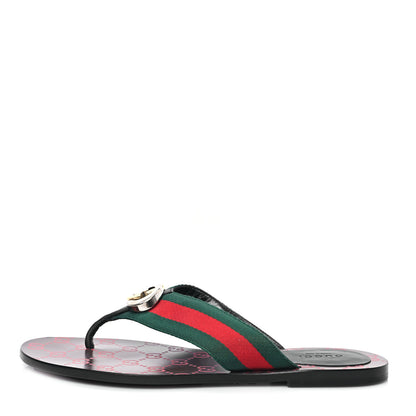 Gucci Canvas Web Womens Kika Thong Sandals 38.5 1 of 10