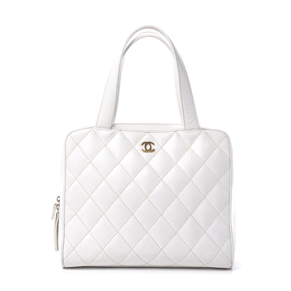Chanel Calfskin Wild Stitch Surpique Top Handle Bag White 1 of 12