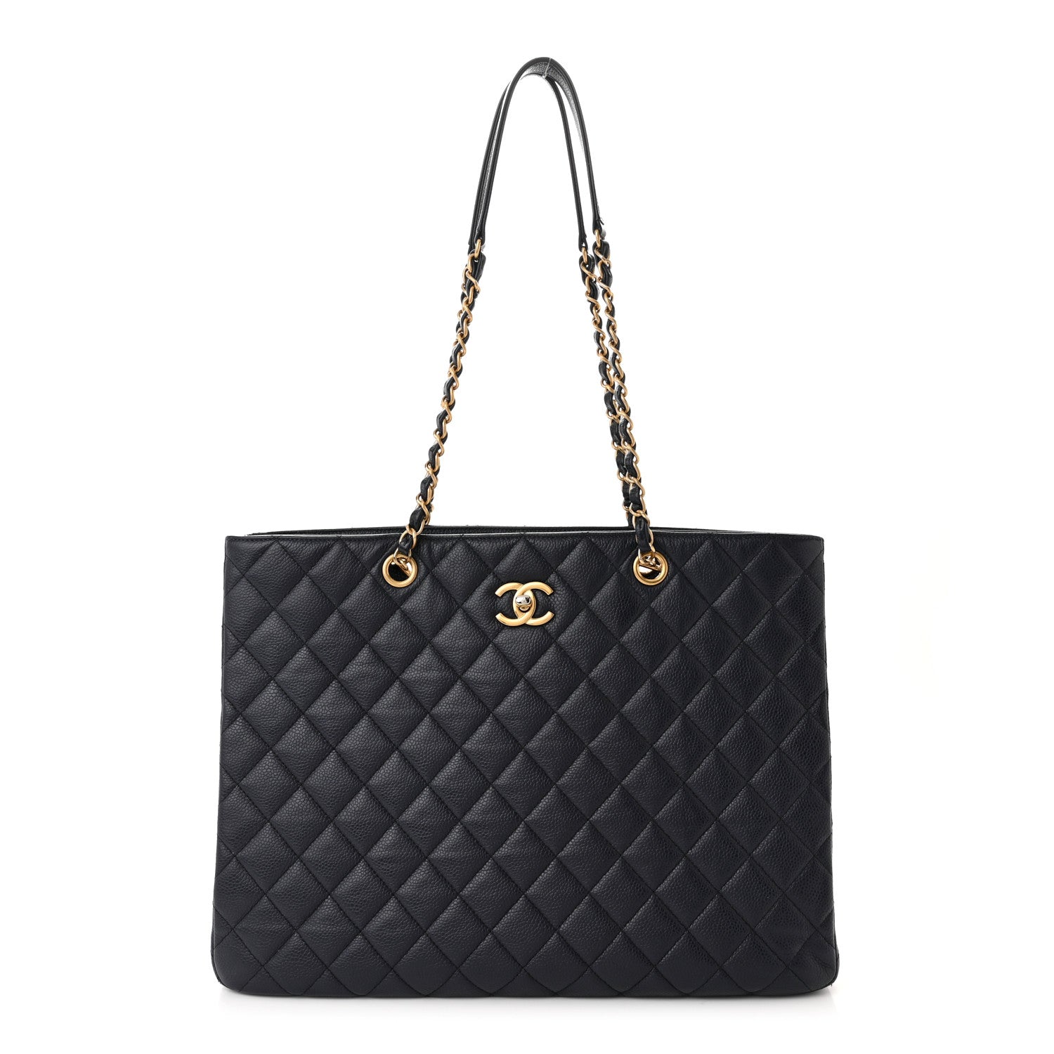Chanel Caviar Quilted Large CC Shopping Tote Navy 1 of 11