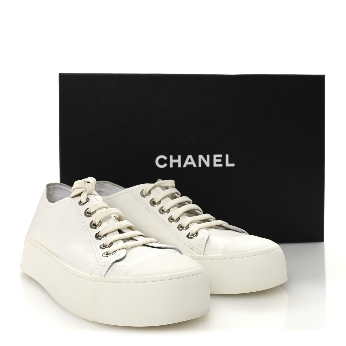 Lambskin Printed Logo Sneakers 38 White