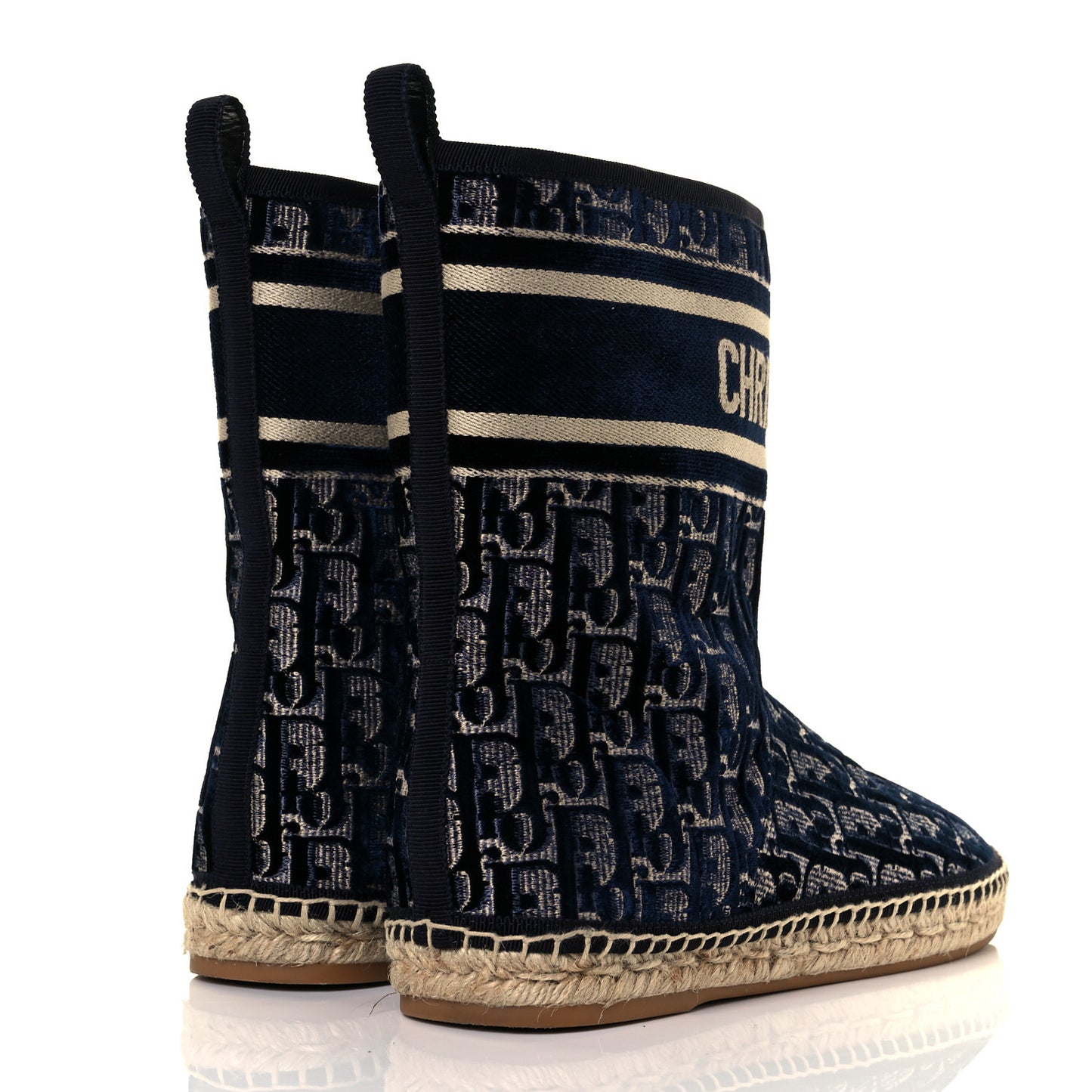 Velvet Oblique Granville Espadrille Boots 38 Deep Blue