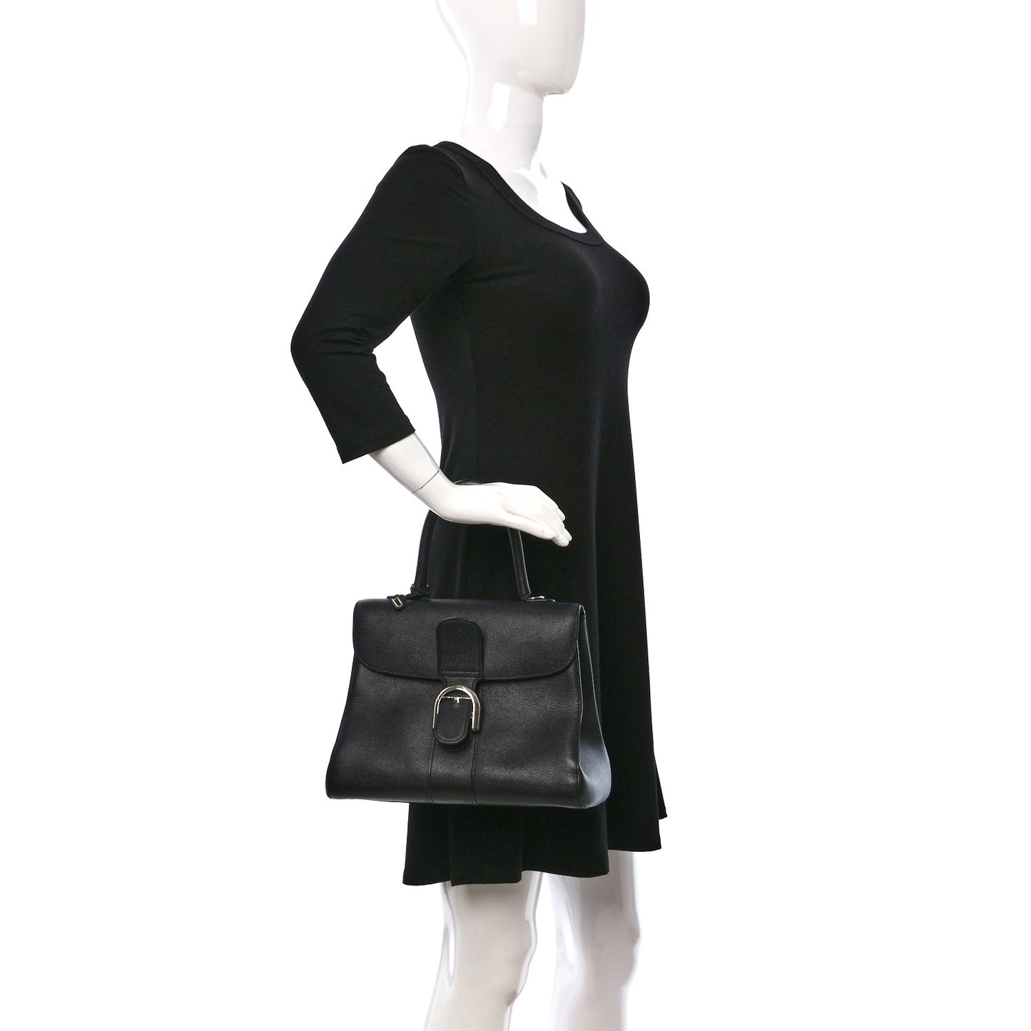 Grained Calfskin MM Brillant Satchel Black