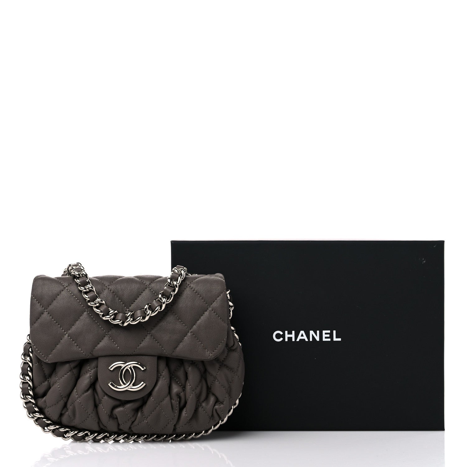 Chanel Washed Lambskin Quilted Mini Chain Around Flap Taupe 10 of 10