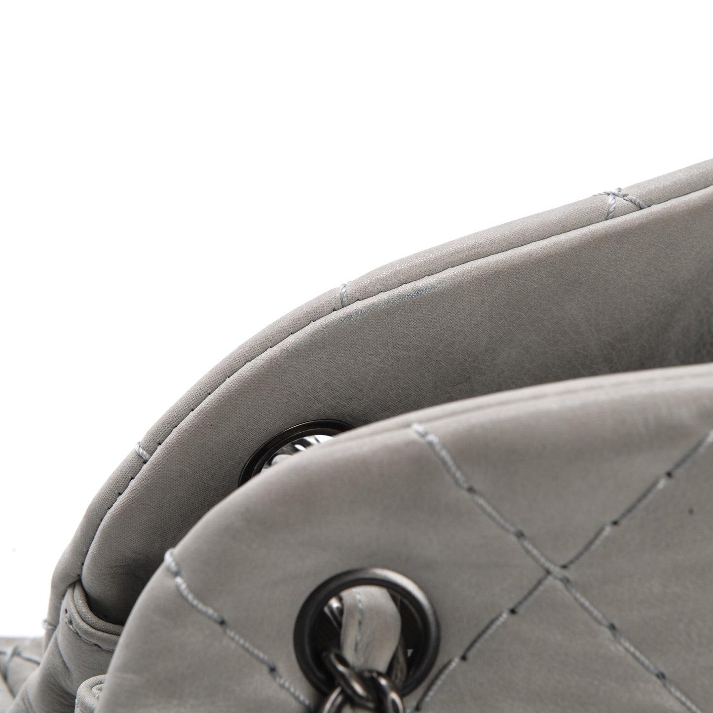 Iridescent Calfskin Medium Just Mademoiselle Bowler Grey