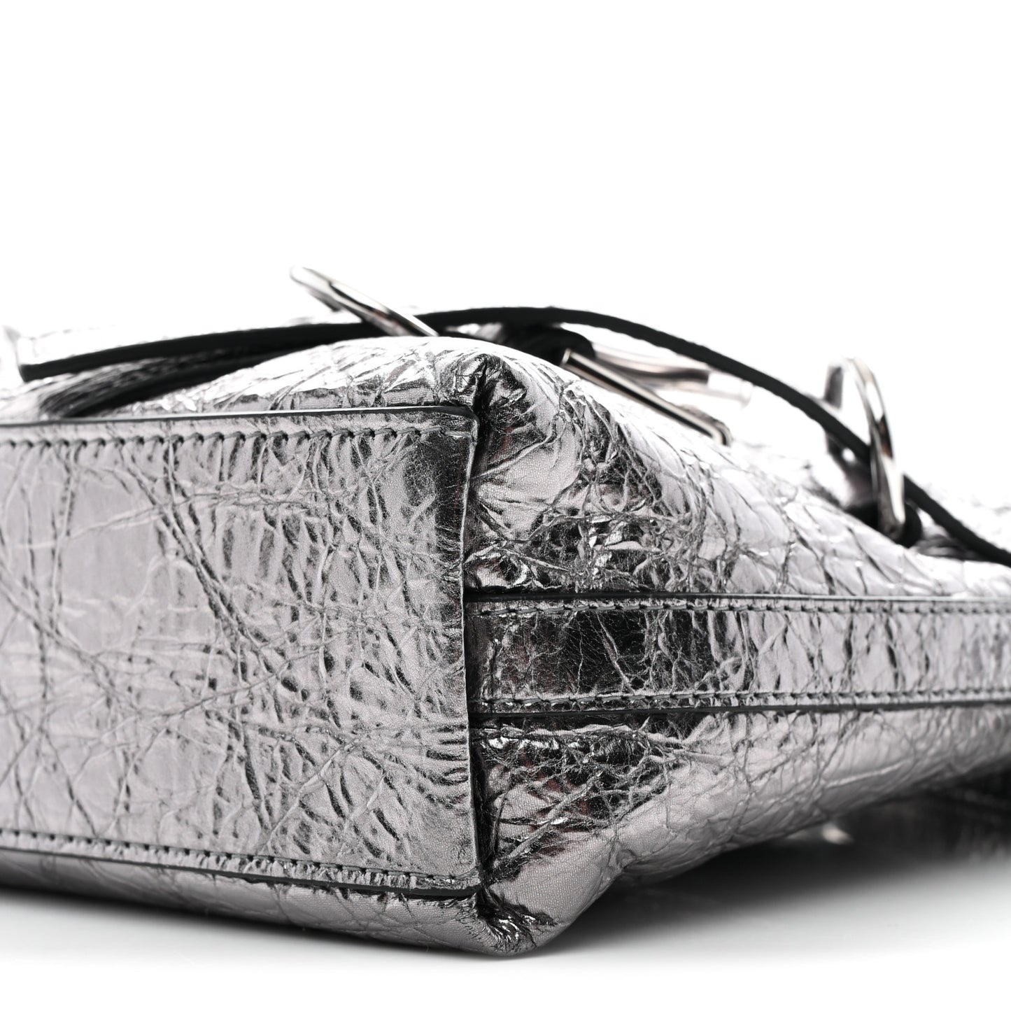 Metallic Calfskin Small Voyou Bag Silver