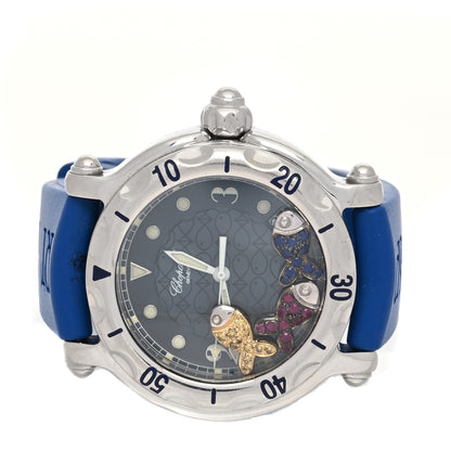 Chopard Stainless Steel Rubber Ruby Yellow Blue Sapphire 38mm Happy Sport Beach Fish Quartz Watch Black 2 of 5