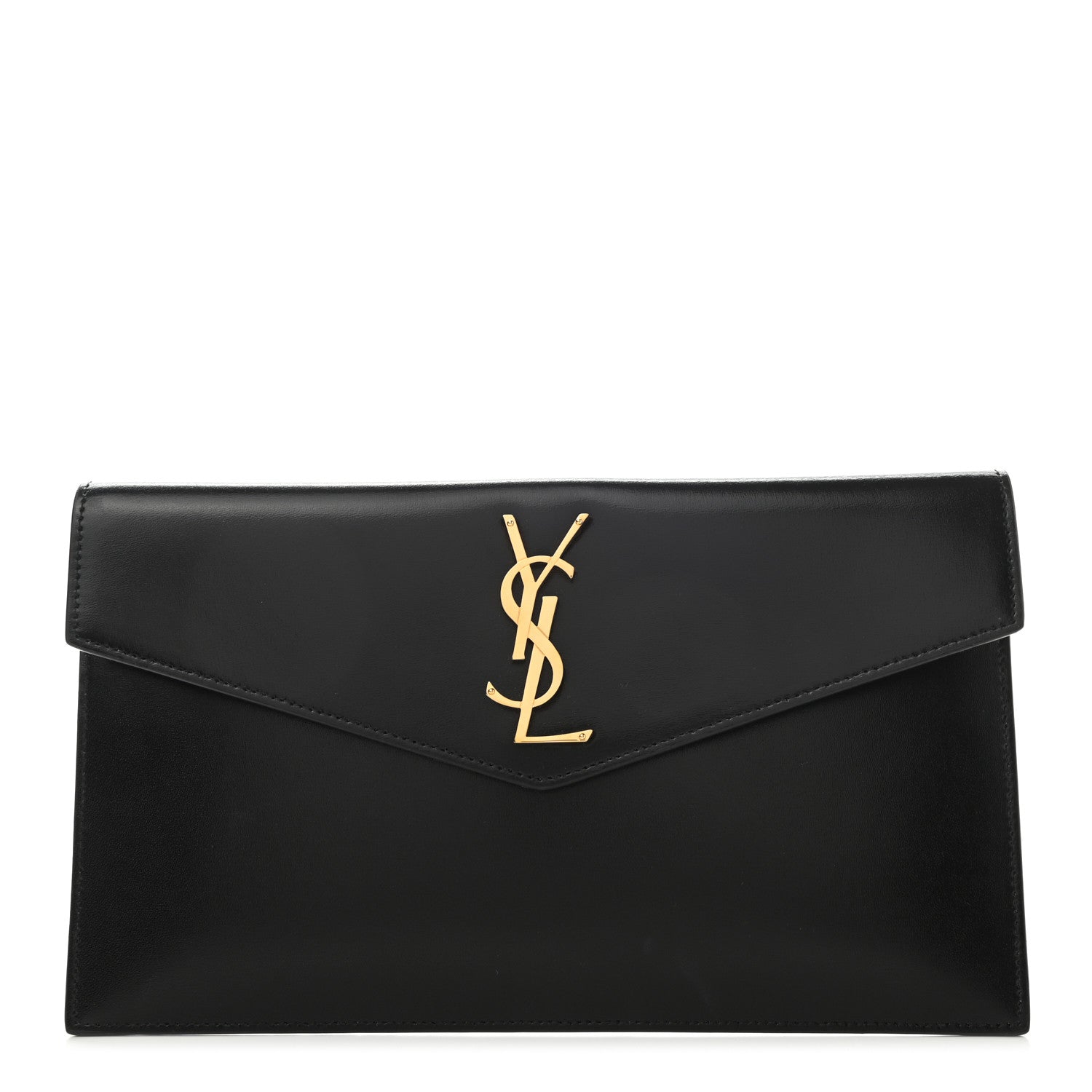 Saint Laurent Smooth Shiny Calfskin Monogram Uptown Pouch Black 1 of 7