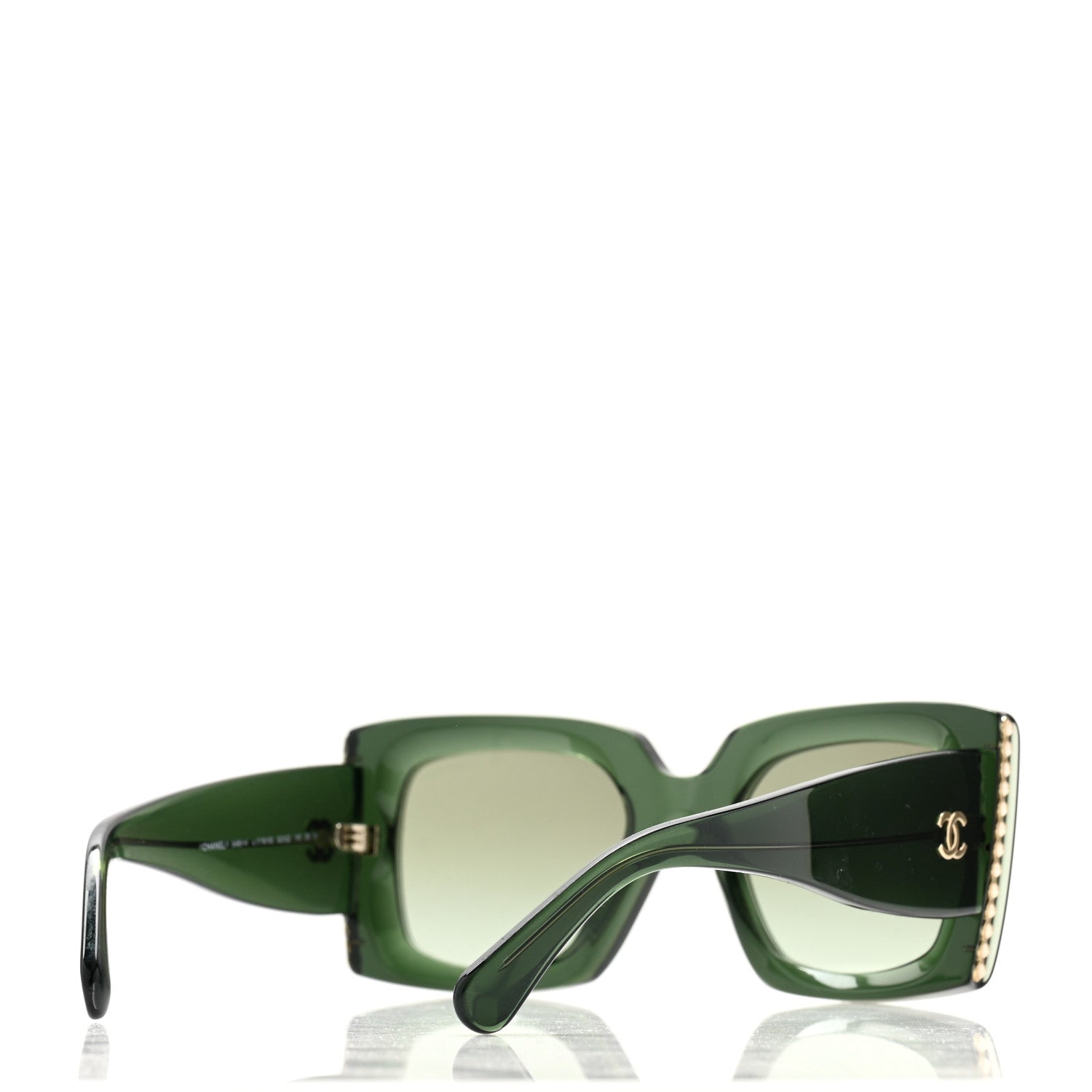 Chanel Acetate Pearl Rectangle Sunglasses 5480-H Dark Green 4 of 8
