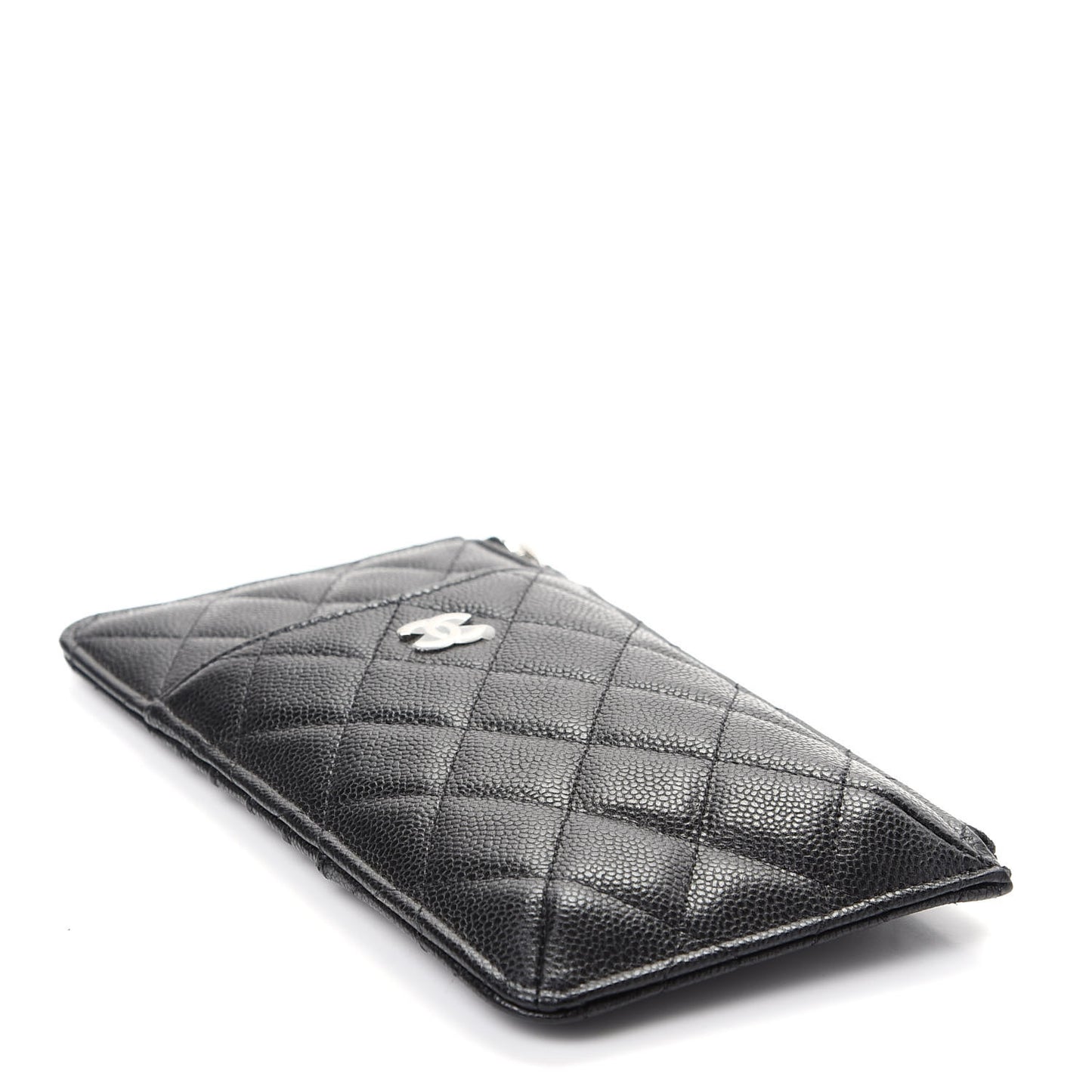Caviar Quilted Classic Flat Wallet Pouch Black