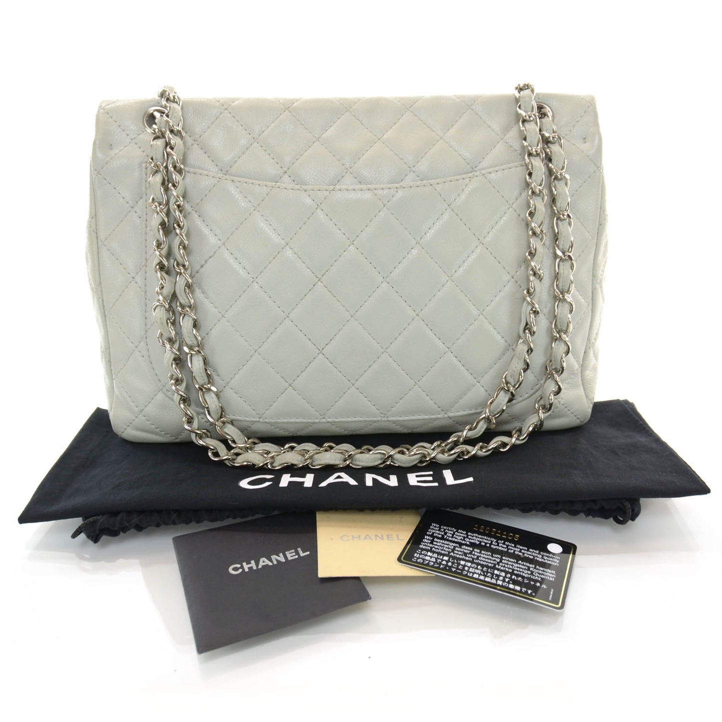 Washed Caviar Maxi Single Flap Grey