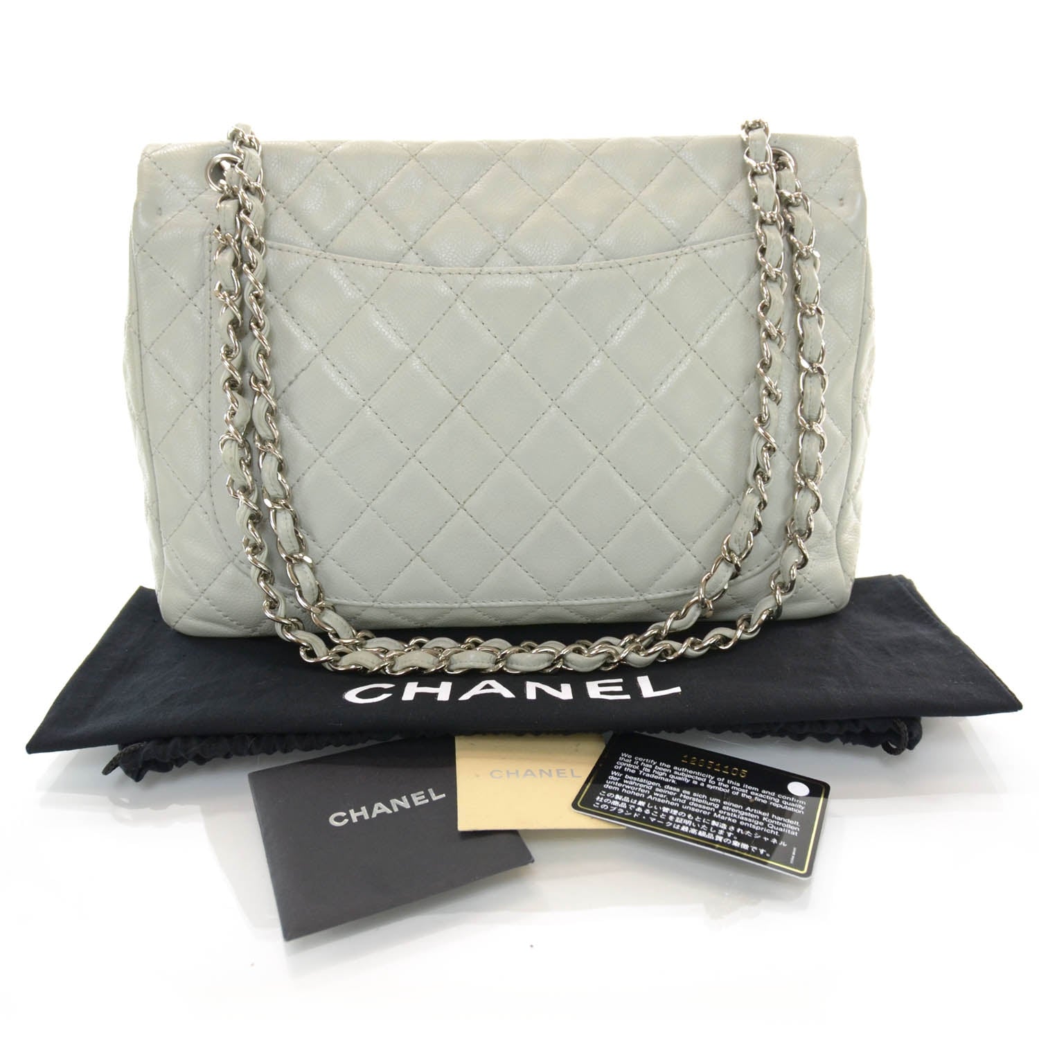 Chanel Washed Caviar Maxi Single Flap Grey 3 of 11