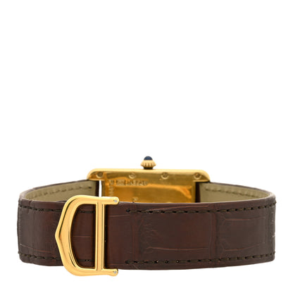 Cartier Sterling Silver Vermeil Alligator 24mm Must de Cartier Tank Quartz Watch Brown 3 of 4
