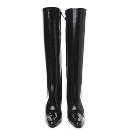 Balenciaga Patent Knee High Calfskin 110mm Boots 38 Black 2 of 8