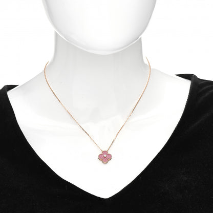 Van Cleef & Arpels 18K Rose Gold Diamond Rhodonite Vintage Alhambra Pendant Necklace 2 of 5