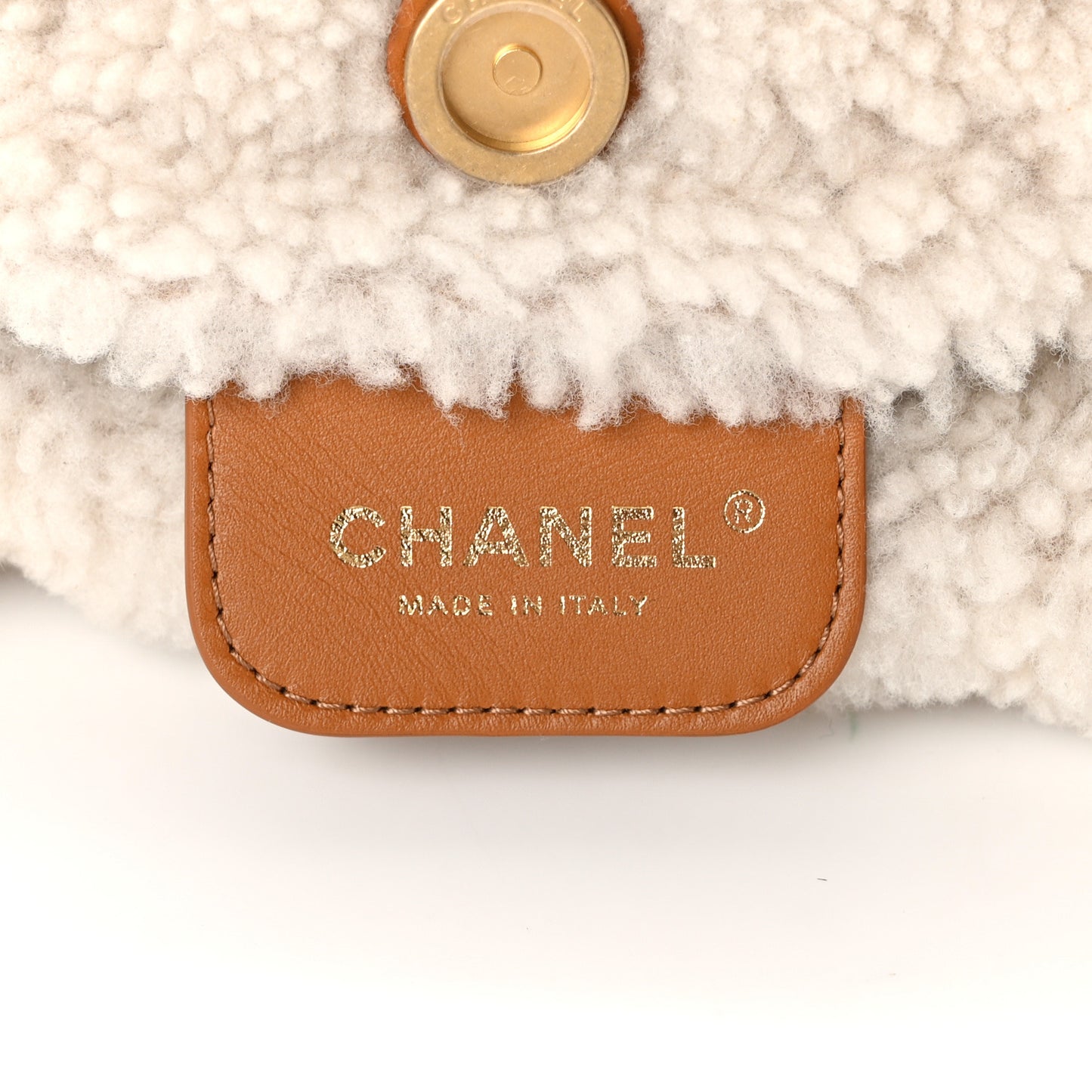 Suede Shearling Quilted Small Chanel 22 Brown White