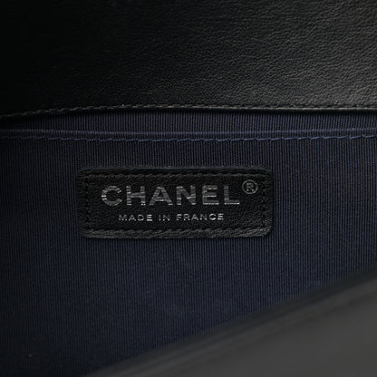 Chanel Calfskin Tweed Chain Chevron Boy Flap Black 6 of 15