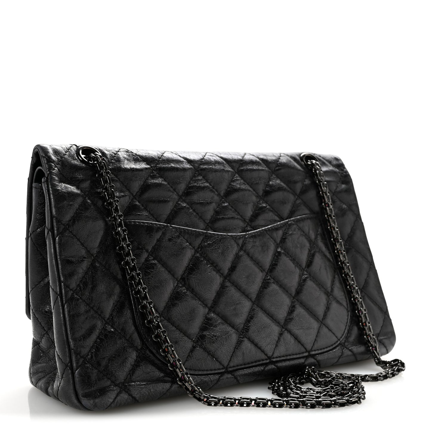 Metallic Aged Calfskin Quilted 2.55 Reissue 227 Flap So Black