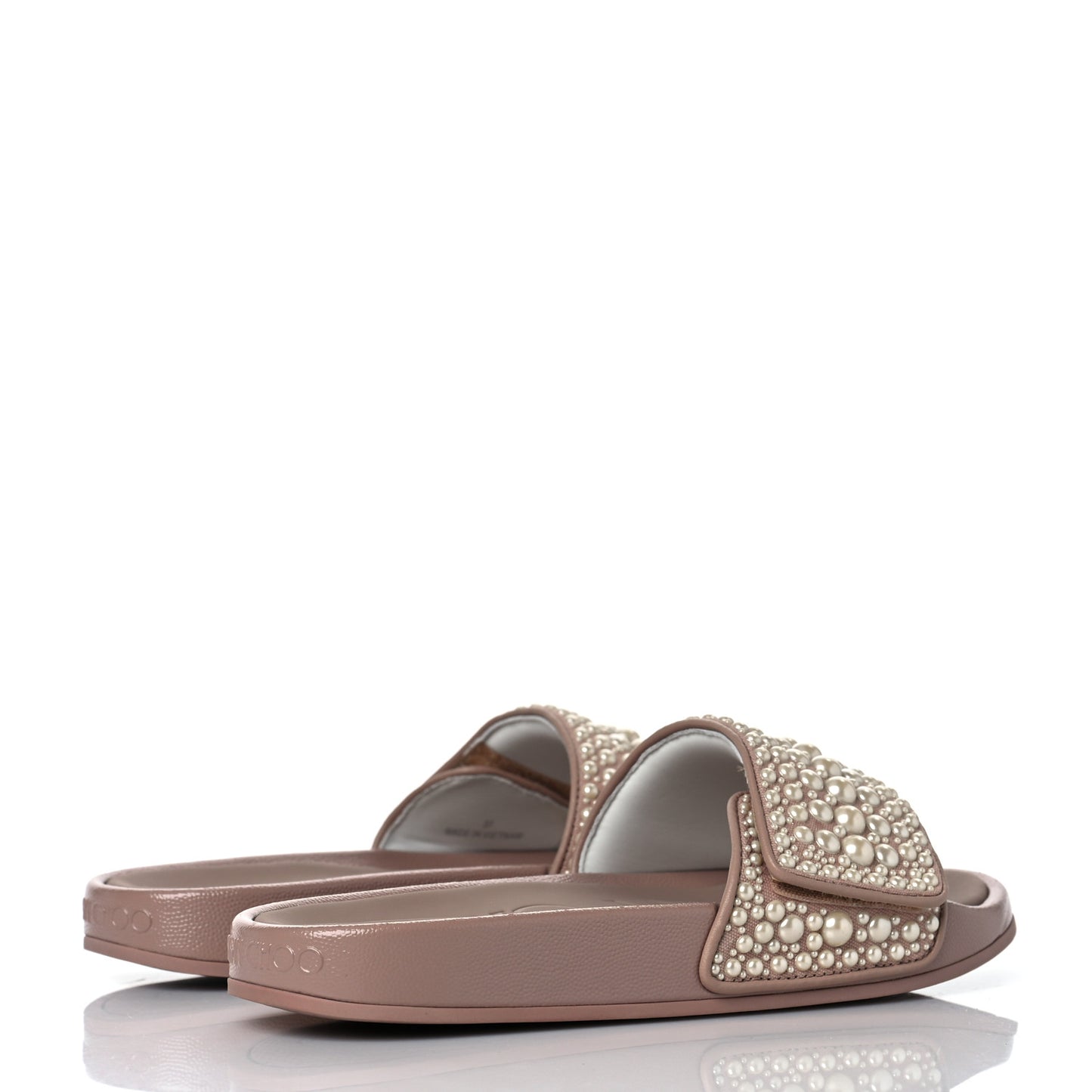 Canvas Calfskin Pearls Fitz Sandals 37 Ballet Pink