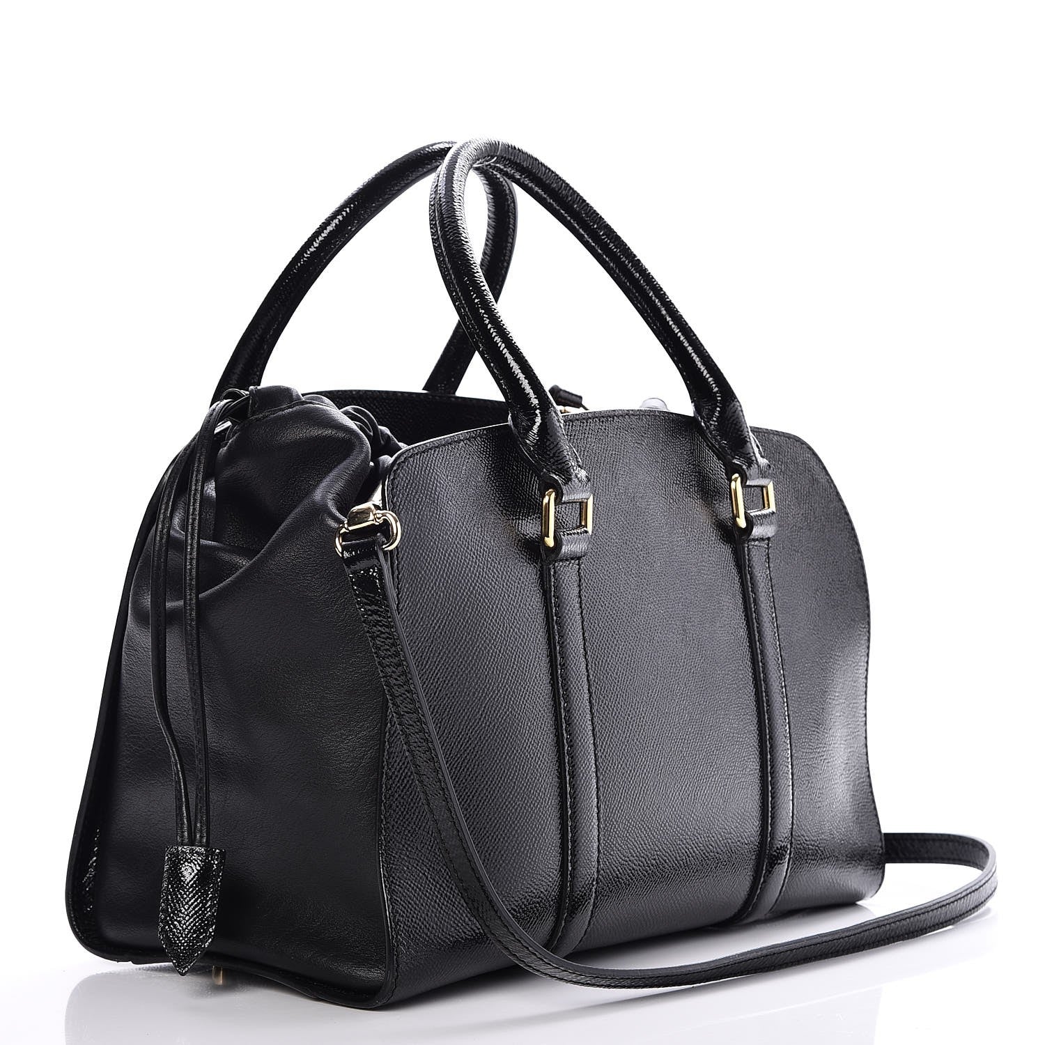 Burberry Patent Calfskin Medium Dinton Tote Black 3 of 8