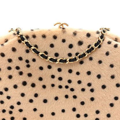 Chanel Pony Hair Cheetah Printed Lambskin Clutch With Chain Beige Black 7 of 10