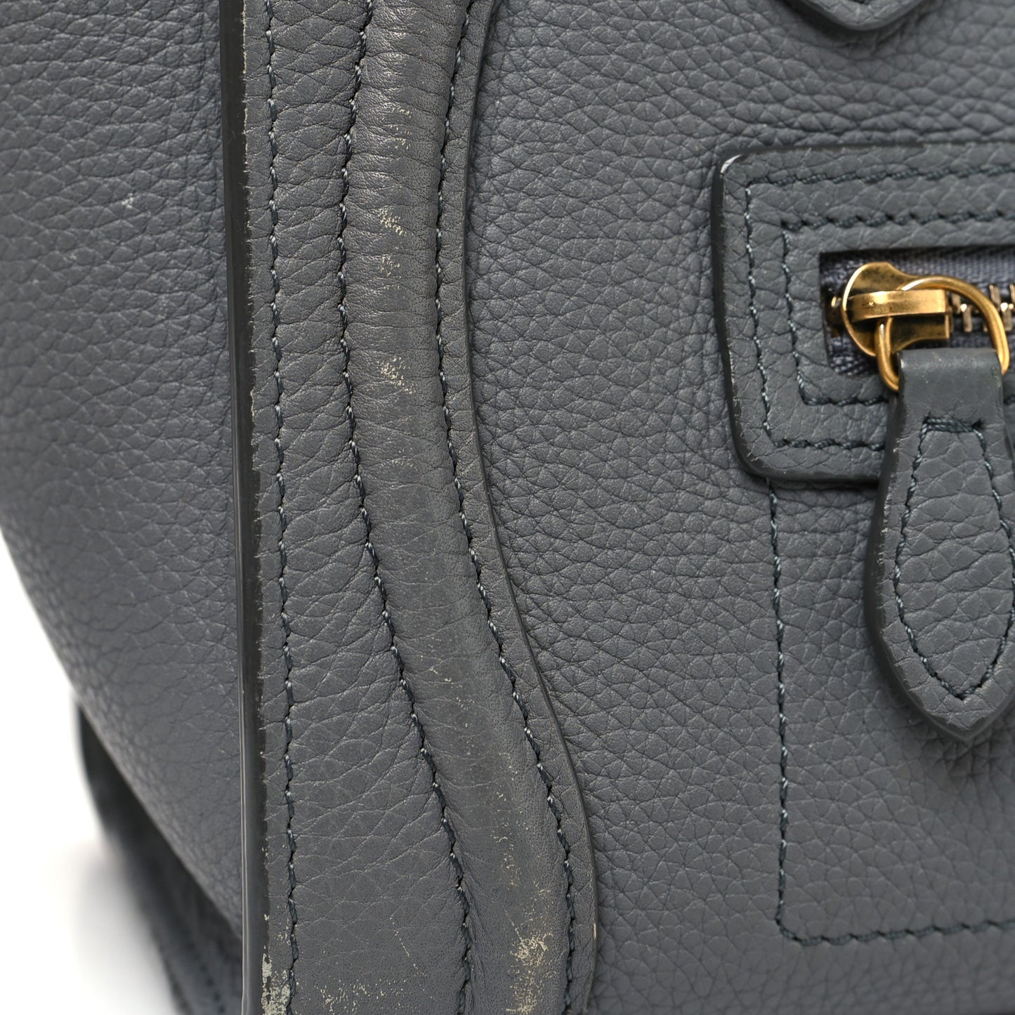 Drummed Calfskin Nano Luggage Kohl