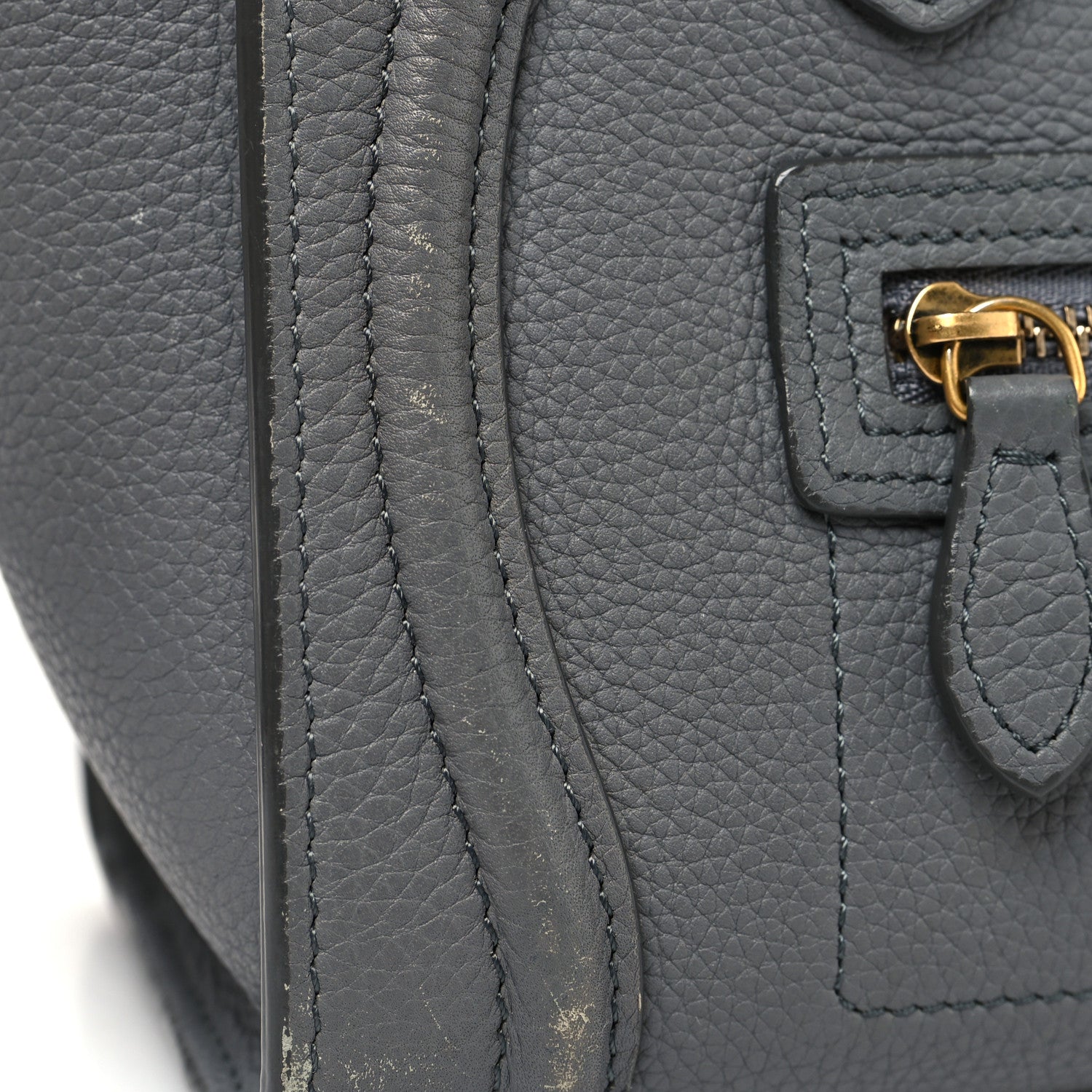 Celine Drummed Calfskin Nano Luggage Kohl 17 of 18