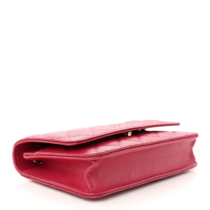Chanel Caviar Quilted Wallet on Chain WOC Dark Pink 4 of 12